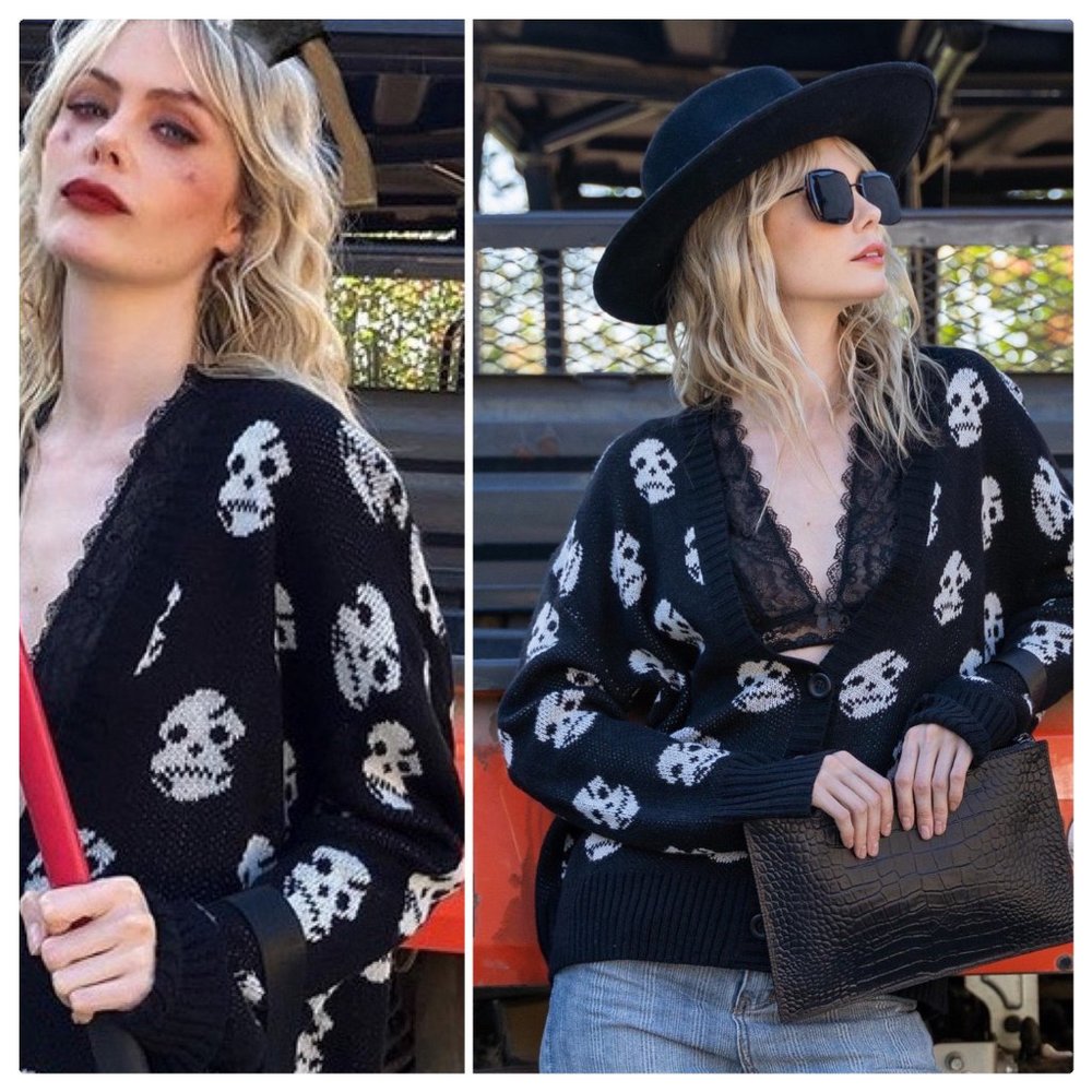 POL Pfeiffer White Skulls Cardigan - Picture 8 of 11